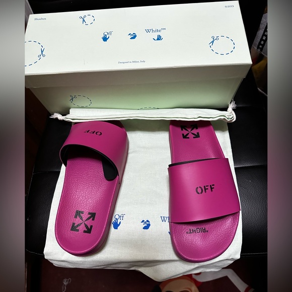 Brand New! Off-White Fuchsia Black Pool Slider Size 9 - Picture 5 of 7